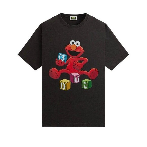 Kith for Sesame Street Alphabet Vintage Black Tee Elmo Mens Size Medium NWT - Picture 1 of 4